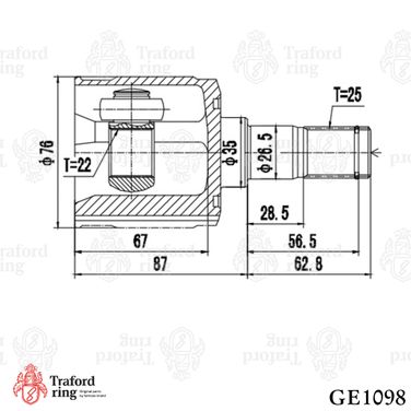 TRAFORD RING GE 1098 Шрус внутренний, Hyundai Getz (02-) AT - 3