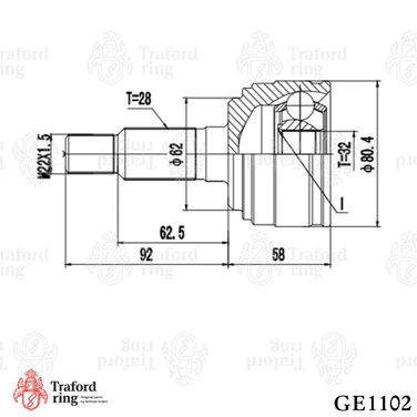 TRAFORD RING GE 1102 Шрус наружный, Mazda 6 (07-) 1.8i/2.0i MT - 3