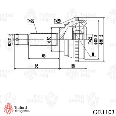 TRAFORD RING GE 1103 Шрус наружный, Hyundai Accent (94-) 1.3i/1.5i MT ABS - 3