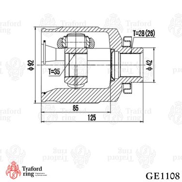 TRAFORD RING GE 1108 Шрус внутренний правый, Hyundai Santa Fe (06-) 2.2CRDi (35 шлц.) - 3