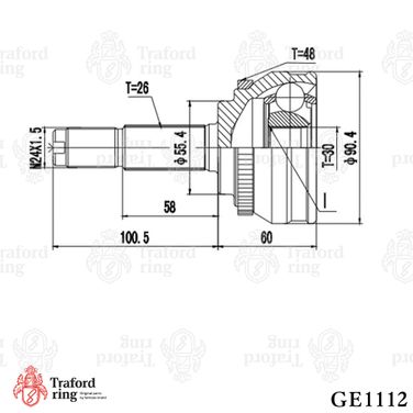 TRAFORD RING GE 1112 Шрус наружный передний, Chery Tiggo T11 (06-) 2WD (30 шлц.) - 3