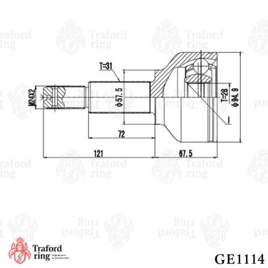TRAFORD RING GE 1114 Шрус наружный, Ford Transit Tourneo (06-) 2.2TDCi (28 шлц.) - 3