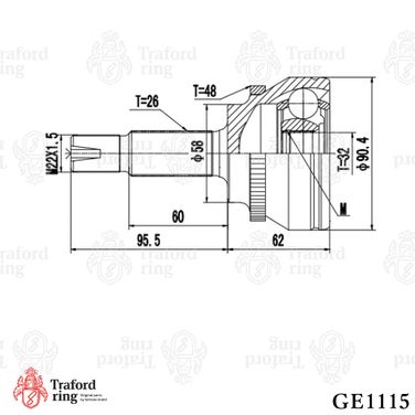 TRAFORD RING GE 1115 Шрус наружный, Lifan Solano (10-) 1.6i - 3
