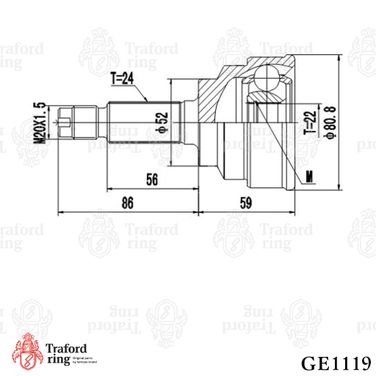 TRAFORD RING GE 1119 Шрус наружный, Kia Rio (00-) 1.5i dohc MT - 3