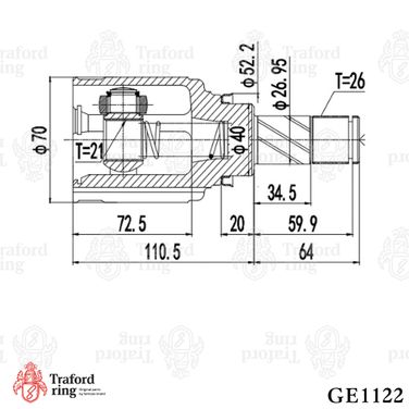 TRAFORD RING GE 1122 Шрус внутренний, Лада Vesta (15-) (кпп Renault jh3) - 3