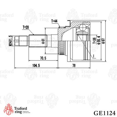 TRAFORD RING GE 1124 Шрус наружный, Ford Ranger (06-)/Mazda bt-50 (06-) ABS - 3