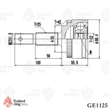 TRAFORD RING GE 1125 Шрус наружный, Nissan Almera N16 (00-)/Almera Classic (06-) 1.6i/1.5i c ABS - 3