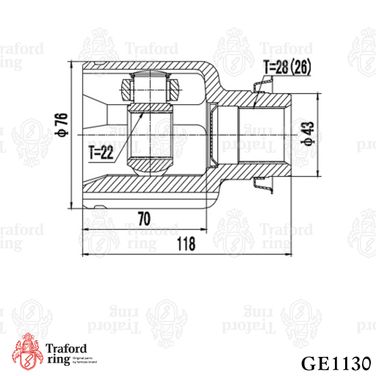 TRAFORD RING GE 1130 Шрус внутренний правый, Mazda 3 (03-) 1.6i AT - 3