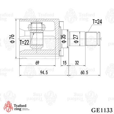 TRAFORD RING GE 1133 Шрус внутренний, Лада Largus (15-)/X-Ray (15-) (кпп VAZ 21809/21827) - 3