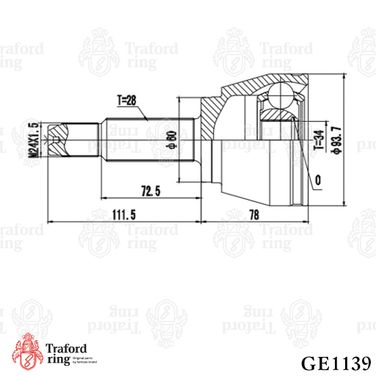 TRAFORD RING GE 1139 Шрус наружный, SsangYong Rexton (02-) 2.7Xdi/3.2i - 3