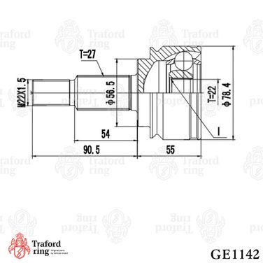 TRAFORD RING GE 1142 Шрус наружный, Renault Kangoo II (07-) 1.6i/1.5dCi - 3