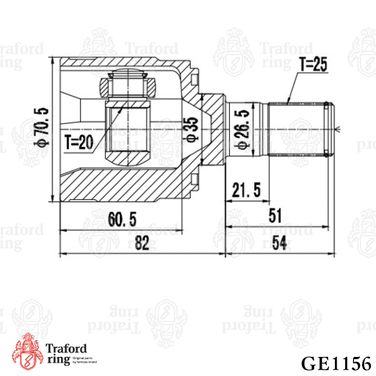 TRAFORD RING GE 1156 Шрус внутренний, Kia Picanto (04-) MT - 3