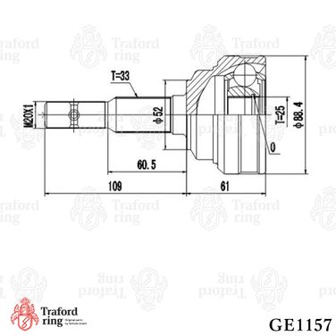 TRAFORD RING GE 1157 Шрус наружный, Opel Astra g (98-) 1.8i/2.0i - 3