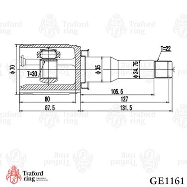 TRAFORD RING GE 1161 Шрус внутренний левый, Chevrolet Aveo t300 (11-) 1.6i AT - 3