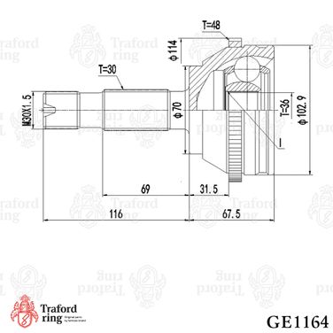 TRAFORD RING GE 1164 Шрус наружный, LDV Maxus (05-) - 3