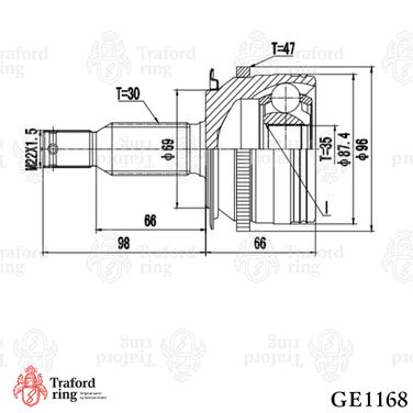 TRAFORD RING GE 1168 Шрус наружный, Mitsubishi l200 (06-) 2.5 di-d - 3