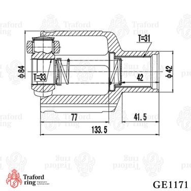 TRAFORD RING GE 1171 Шрус внутренний передний правый, Renault Duster (10-) 2.0i/1.5 dCi - 3