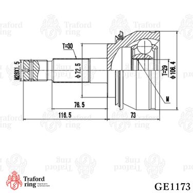 TRAFORD RING GE 1173 Шрус наружный, Toyota Hilux (05-) - 3