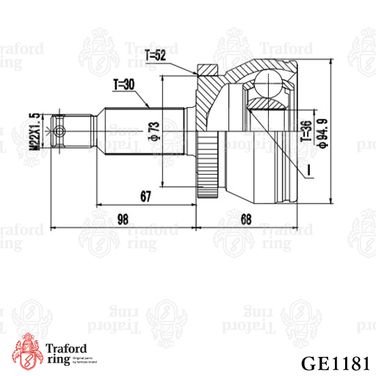 TRAFORD RING GE 1181 Шрус наружный, Hyundai Santa Fe (06-) 2.2CRDi - 3