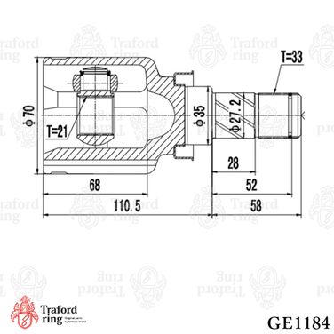 TRAFORD RING GE 1184 Шрус внутренний, Mitsubishi Colt (04-) 1.3i MT - 3