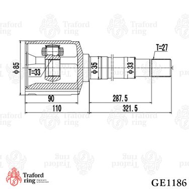 TRAFORD RING GE 1186 Шрус внутренний правый, Nissan Qashqai (06-) 2.0i - 3