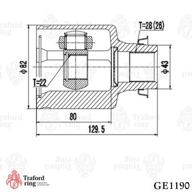 TRAFORD RING GE 1190 Шрус внутренний правый, Mazda 3 (03-) 1.6i MT - 3