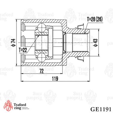 TRAFORD RING GE 1191 Шрус внутренний правый, Mazda 3 (03-) 2.0i MT - 3