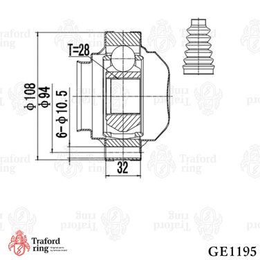 TRAFORD RING GE 1195 Шрус внутренний, Skoda Octavia A5 (04-)/vw Golf IV (97-) - 3