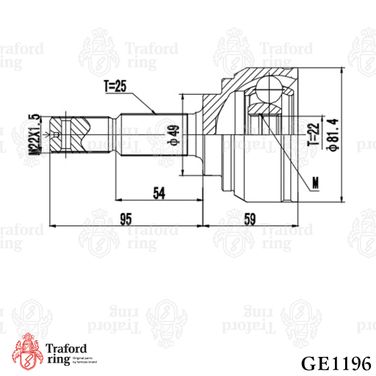TRAFORD RING GE 1196 Шрус наружный, Nissan Tiida (04-) 1.6i - 3