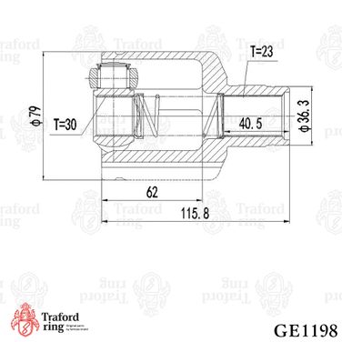 TRAFORD RING GE 1198 Шрус внутренний правый, Renault Logan (04-) 1.6i (30х23 шлц.) - 2