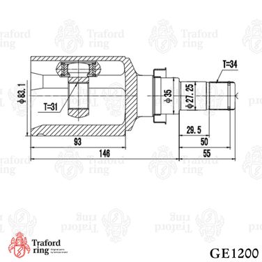 TRAFORD RING GE 1200 Шрус внутренний правый, Chevrolet Cruze (09-) 1.8i MT - 3