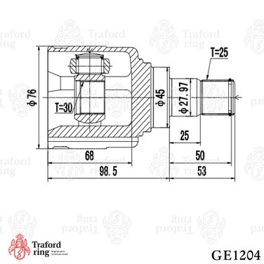 TRAFORD RING GE 1204 Шрус внутренний правый, Lifan Solano (10-) 1.6i - 3