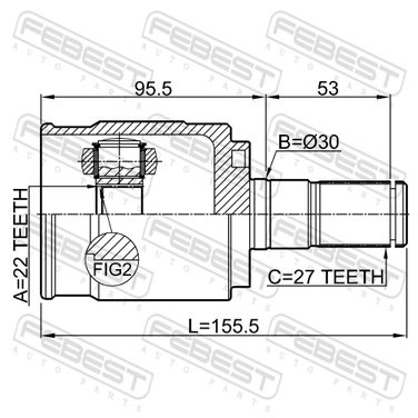 Febest 2211-FBATLH Шрус внутренний 22x30x27 | прав/лев | - 2