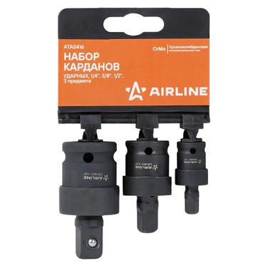 AIRLINE ATAS416 Набор карданов ударных 1/4 , 3/8 , 1/2 3пр. пласт.подвес - 1