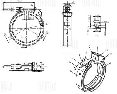 Trialli VC 51 SS Хомут глушителя V-band быстросъемный с фланцами d=51 мм (нержавеющая сталь) - 1
