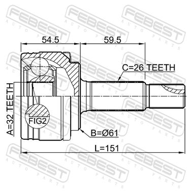 Febest 0110-ZGX10 Шрус наружный 32x61x26 | прав/лев | - 2