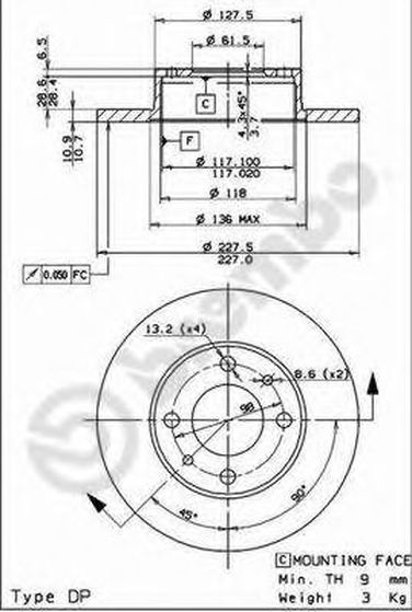 Brembo 08.3636.10 Диск тормозной Standard | перед | - 1