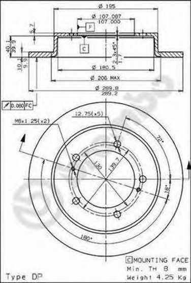 Brembo 08.5266.10 Диск тормозной Standard | перед | - 1