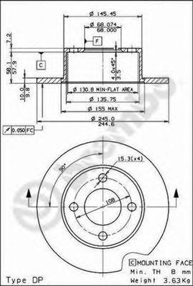 Brembo 08.5510.10 Диск тормозной Standard | зад | - 1