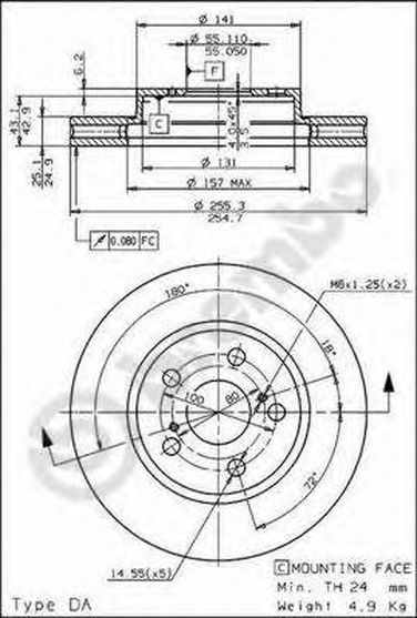 Brembo 09.5844.10 Диск тормозной Standard | перед | - 1