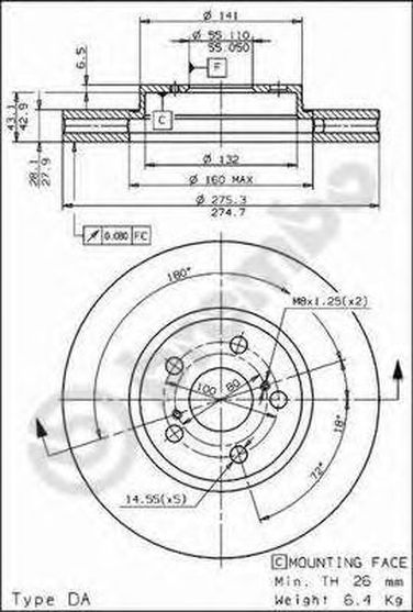 Brembo 09.6708.10 Диск тормозной Standard | перед | - 1