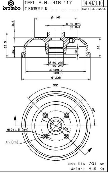 Brembo 14.4978.10 Барабан тормозной  - 2