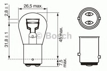 Bosch 1 987 302 202 Лампа standard p21/5w 12V 21/5w | зад | - 1