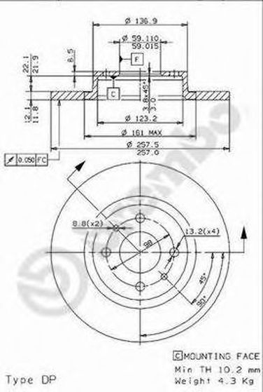 Brembo 08.9621.14 Диск тормозной Standard | перед | - 1
