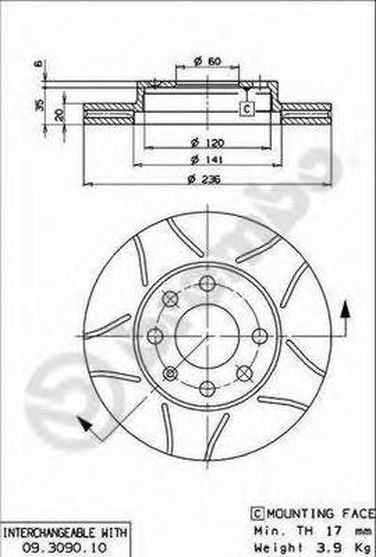 Brembo 09.3090.75 Диск тормозной Max | перед | - 1