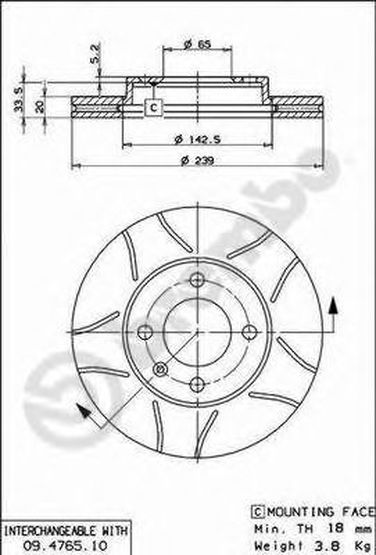 Brembo 09.4765.75 Диск тормозной Max | перед | - 1