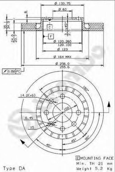 Brembo 09.9608.24 Диск тормозной Standard | перед | - 1