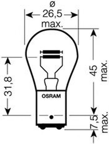 Osram 7225 Лампа p21/4w 12V 21/4w BAZ15d original line качество оригинальной з/ч (оем) 1 шт. - 2