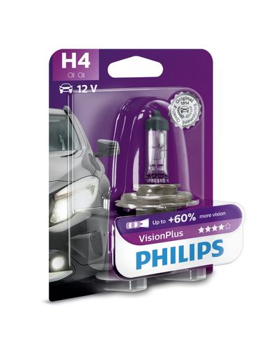 Philips 12342VPB1 Лампа галогеновая H4 VisionPlus +60% 12V 60/55w P43t-38 B1 - 1