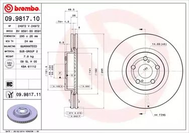 Brembo 09.9817.10 Диск тормозной Standard | перед | - 1
